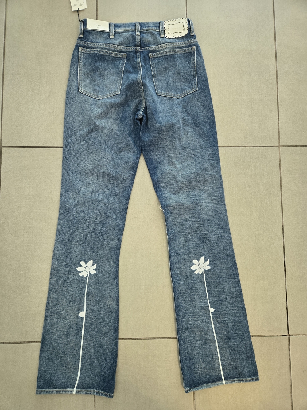 7 For All Mankind Easy Boot Jeans Womens 27 Blue Bootcut Floral Distressed - Picture 4 of 13